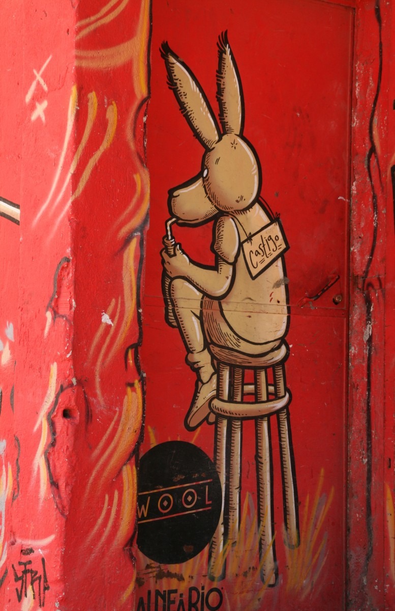 Hasen-Graffiti in Lissabon